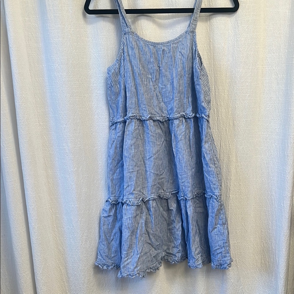 Blue Striped Sleeveless Dress